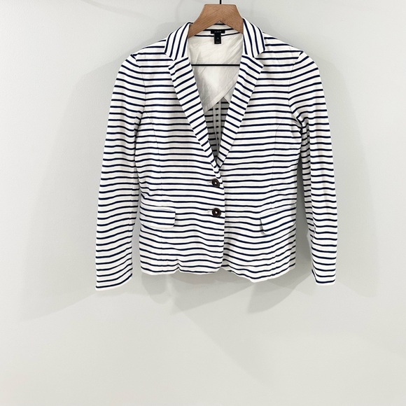 J. Crew Striped Knit Blazer Blue & White Size XS - Picture 3 of 7